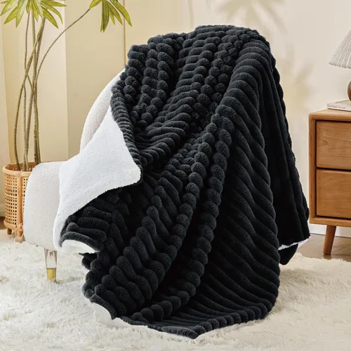 Miniatura 34 de INFIIXSO Manta de forro polar Sherpa tamaño Queen – Forro polar a rayas súper suave y cálido, acogedora manta de cama grande de felpa mullida