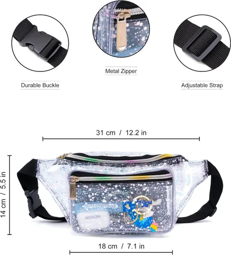 Miniatura 3 de Cangurera holográfica con diseño de cielo estrellado y lunares morados para mujer, ideal para juegos, conciertos, rave, festivales, viajes, Dreamy