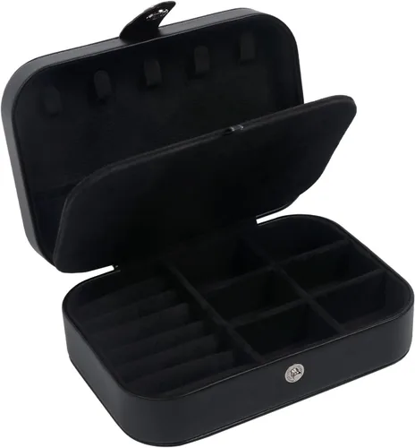 Miniatura 2 de Joyero de viaje, estuche de joyería de viaje mejorado, joyeros portátiles para mujeres, caja de joyería de piel sintética, organizador de joyas