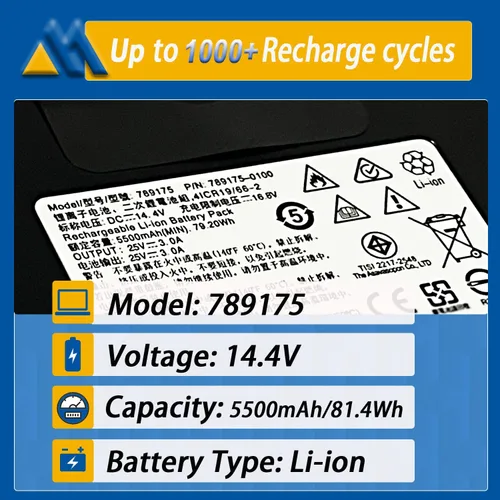 Miniatura 2 de 789175 078592 Reemplazo de batería para Bose S1 Pro Battery Pack 789175-0100 789175-0110 789175-0010 4INR19/66-2 14.8V 81.4Wh 5500mAh Li-Ion