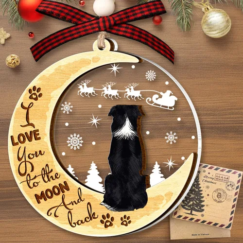 Miniatura 11 de Adornos de Perro Pastor Australiano para Árbol de Navidad, Adorno de Madera y Acrílico de 2 Capas de Pastor Australiano, Decoración Navideña 2025