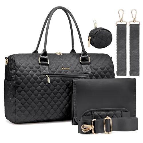 Miniatura 14 de LOVEVOOK - Bolso de pañales con estuche para chupete y cambiador, bolso grande de maternidad para hospital y viajes de fin de semana, bolso