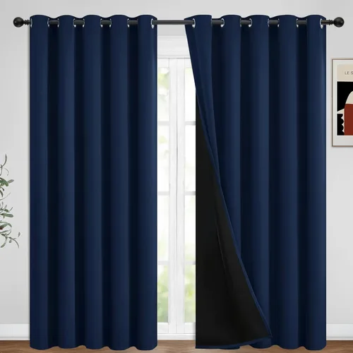 Miniatura 304 de Yakamok Cortinas negras, cortinas de ventana con aislamiento térmico y eficiencia energética para dormitorio, cortinas opacas completas y cortinas