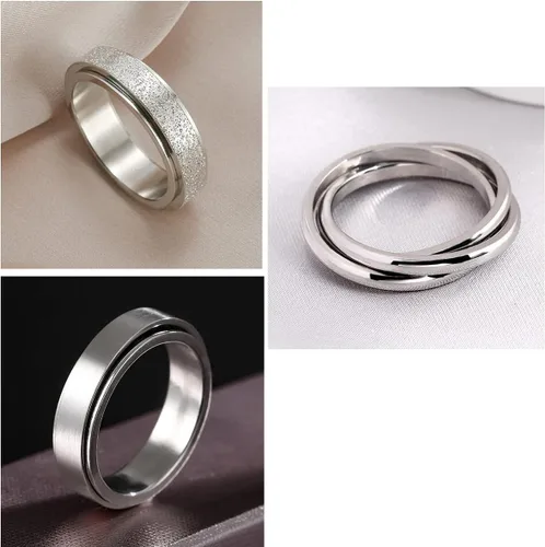 Miniatura 10 de Nanafast 3 anillos giratorios para la ansiedad, anillos giratorios de acero inoxidable para mujeres y hombres, anillos para aliviar el estrés