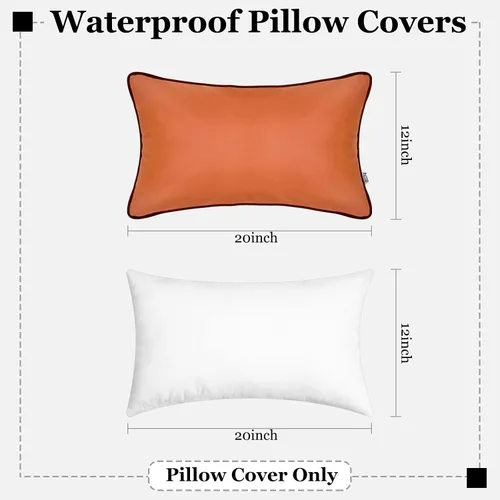 Miniatura 6 de Paquete de 2 fundas de almohada para exteriores de 12 x 20 pulgadas, resistente al agua, de piel de silicona, resistente a los rayos UV, resistente