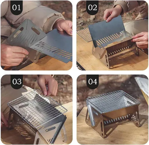 Miniatura 7 de Wood Burning Folding with Stand Portable Stainless Steel Backpacking Stove for Hiking