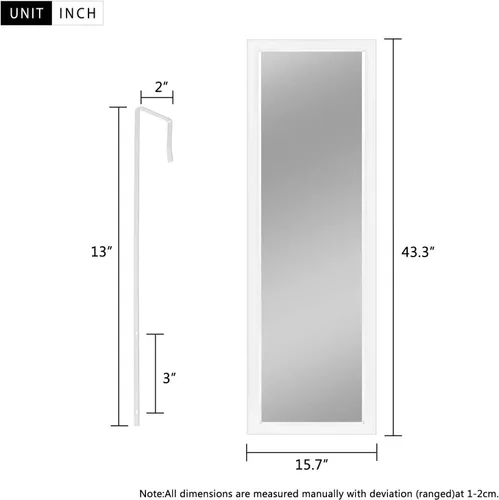 Miniatura 4 de MIRUO - Espejo de pared para colgar sobre la puerta, marco de poliestireno para baño, dormitorio, sala de estar, dormitorio y más