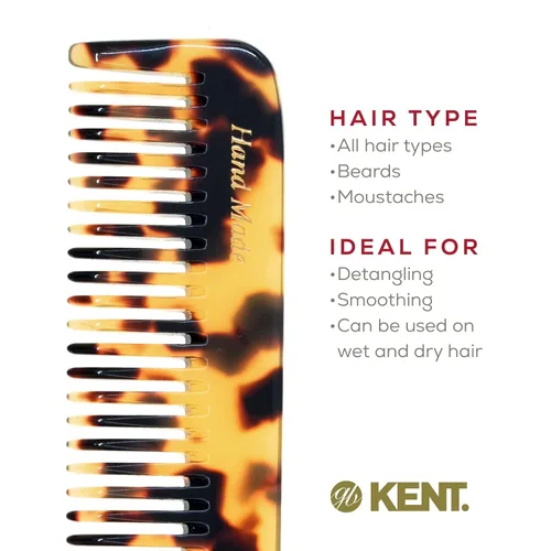Miniatura 6 de Kent 6T TY - Peine de pelo de dientes finos y dientes anchos, peine de peinado hecho a mano para el cuidado del cabello, peines de peluquería