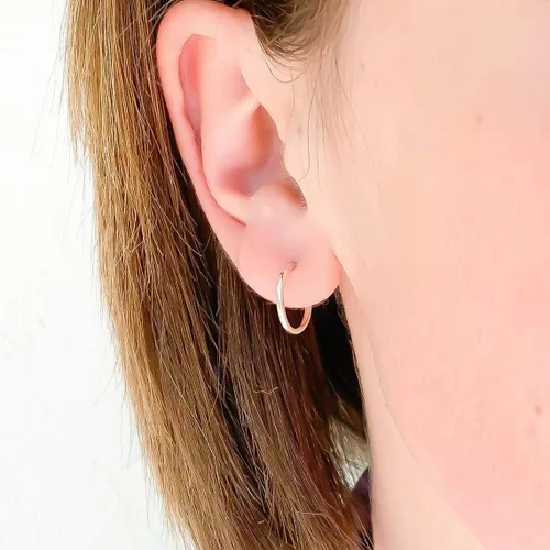 Miniatura 2 de Aretes de aro de plata de ley, plata de ley 925, 0.472 in, 16 ga, aretes de aro para mujer, aretes de aro de plata hipoalergénica, aretes de aro