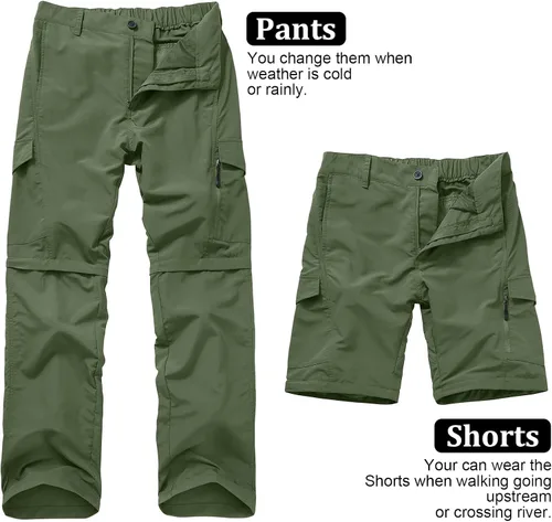 Miniatura 7 de Pantalones de senderismo para hombre, de secado rápido, ligeros, convertibles, con cremallera, para trabajo
