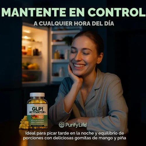Miniatura 3 de GLP-1 - Gomitas de apoyo – Suplemento de control del apetito y antojo sin azúcar con berberina, canela, cúrcuma, garcinia y cetonas de frambuesa