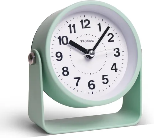 Miniatura 11 de Reloj de alarma analógico, silencioso, de movimiento de cuarzo sin tictac, funciona con pilas, con función de repetición y luz bajo demanda, fácil