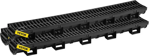 Miniatura 10 de VEVOR Sistema de Drenaje de Trinchera Paquete de 3, Drenaje de Canal con Rejilla de Plástico 5.7 x 3.1 pulgadas Zanja de Drenaje HDPE, Vía de Agua