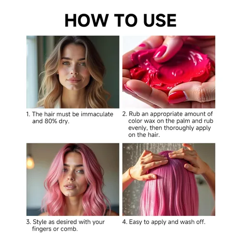 Miniatura 7 de Gowwim Color de cera para el cabello, tinte temporal para el cabello, cera natural y no grasosa para mujeres y hombres Púrpura