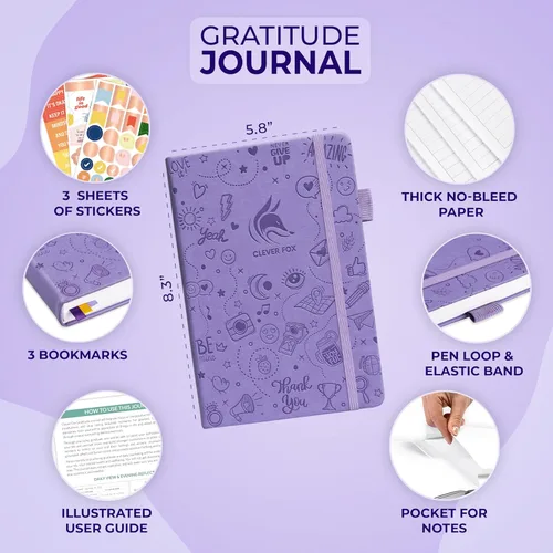 Miniatura 6 de Clever Fox Diario de gratitud grande – Diario de felicidad, positividad y afirmación – Cuaderno diario inspirador, 3 meses, 8.3 x 11 pulgadas