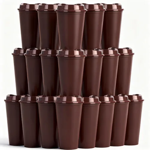Miniatura 17 de Paquete de 20 tazas de café reutilizables con tapas, vasos de plástico de 16 onzas, taza de viaje para café helado para adultos y mujeres, bebidas
