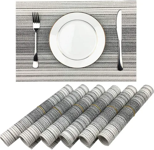 Mantel individual, Color Mezclado Mantel Individual de Vinilo Tejido Duradero Lavable Resistente al Calor Antideslizante Manteles de Mesa para Negro