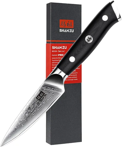 Miniatura 12 de SHAN ZU Cuchillo de chef, cuchillo de acero damasquino de 8 pulgadas, cuchillo de cocina profesional, cuchillos de utilidad de acero de alto carbono