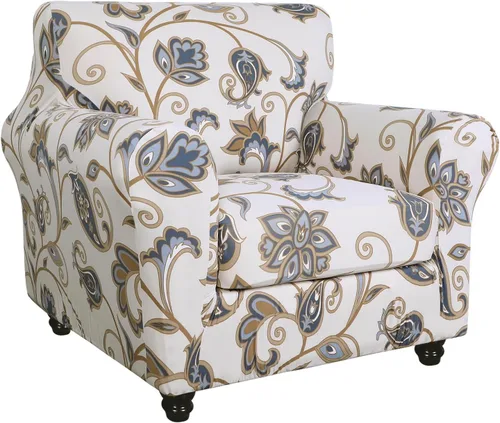 Miniatura 8 de SearchI Funda elástica para sofá, Fundas impresas para sofá, Funda de sillón con patrón floral, 2 piezas de funda elástica para sillón con funda