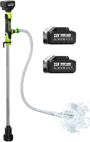 Bomba de Transferencia de Agua Inalámbrica de Varilla, Bomba de Sumidero Portátil Alimentada por Batería con 2 Baterías Recargables de 4000mAh,
