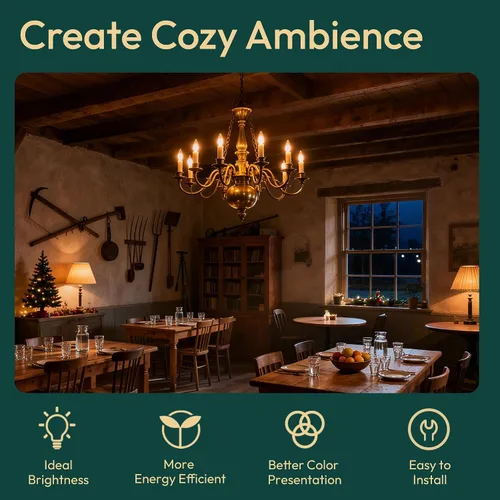 Miniatura 4 de ALAMPEVER Paquete de 6 bombillas para lámpara de techo, equivalente a 40W, foco E12 de candelabro, foco LED regulable de 330 lm, 2200 K blanco
