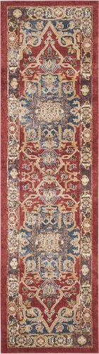 Miniatura 3 de SAFAVIEH Bijar Collection BIJ605R - Alfombra tradicional oriental, envejecida, no desprende pelusa, 2 pies 3 pulgadas x 12 pies, color rojo y azul