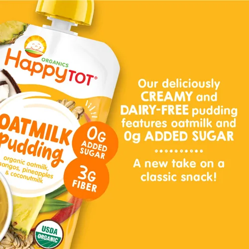Miniatura 5 de HAPPYTOT Organics Pudín de leche de avena, sin lácteos, aperitivo para niños pequeños etapa 4, leche de avena, plátanos y arándanos, bolsa de 4