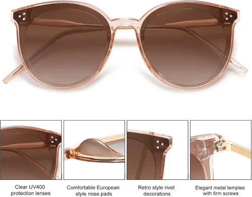 Miniatura 4 de SOJOS Gafas de sol clásicas redondas de gran tamaño para mujeres y hombres