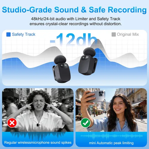 Miniatura 6 de Mini micrófono de solapa USB-C, micrófono Lavalier ligero de 0.18 oz con cancelación de ruido para iPhone 17/16/15 y Android, configuración de audio