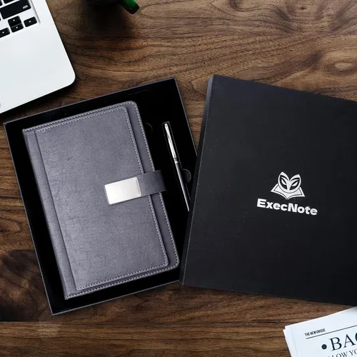 Miniatura 6 de Cuaderno Ejecutivo con Líneas, 256 Páginas, Rayado Universitario, Tapa Dura de Cuero A5, Bolígrafo Incluido, con Bolsillo para Notas; Cuadernos