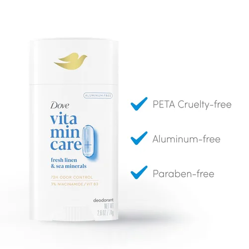 Miniatura 4 de Dove VitaminCare+ Desodorante en barra de lino fresco y mineral marino sin aluminio, 2.6 oz