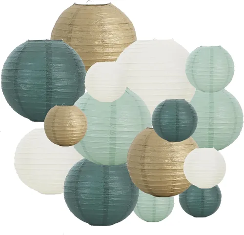 Miniatura 34 de BEISHIDA Faroles de Papel Blancos de 12 Pulgadas Decorativos Chinos/Japoneses Colgantes Redondos de Papel Lámparas para Cumpleaños, Bodas, Navidad