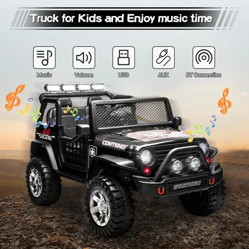 Miniatura 8 de SEHOMY - Camioneta eléctrica de 2 plazas para niños con control remoto, auto eléctrico de 12 V para niños de 3 años - Suspensión de resorte, luces