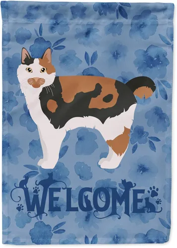 Miniatura 255 de Caroline's Treasures CK4813CHF - Bandera de bienvenida con gato abisinio azul, manga grande, para porche, para colgar en la pared, poliéster