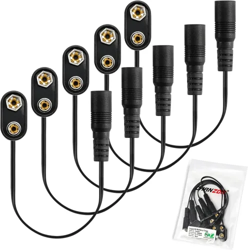 Miniatura 7 de CHANZON UL Wires 9 V Conector de batería Arduino Power Clip de cuero con centro positivo 0.083 in x 0.217 in Macho 5 Pack Jack T-Type para Arduino