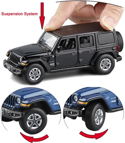 Miniatura 6 de Wrangler Sahara - Vehículo de juguete fundido a presión a presión de 4 puertas, vehículos de metal a escala 1/32, vehículos de metal fundido a Rojo