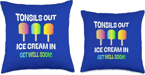 Miniatura 3 de DesignsByKelley Best Wishes Fast Recovery Gifts Amígdalas Out Ice Cream in Get Well Kids Surgery Recovery - Almohada de regalo, 16 x 16 pulgadas