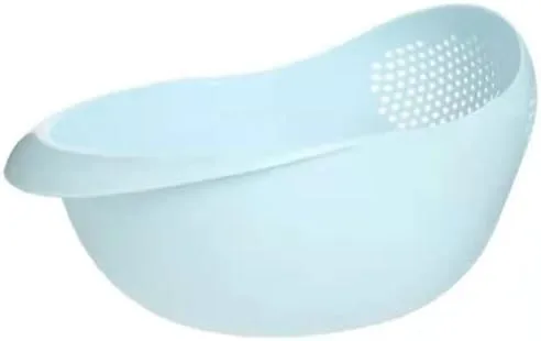Colador de plástico para arroz, colador de cocina, con asas, colador de arroz, colador, colador, utensilios de cocina (azul)