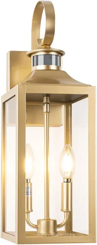 Miniatura 8 de Luz de exterior con sensor de movimiento dorada de 20 pulgadas, gran lámpara de iluminación al aire libre del atardecer al amanecer, lámpara