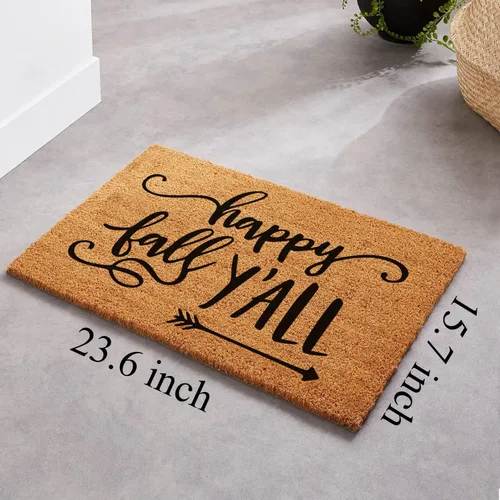 Miniatura 3 de Tapete divertido de fibra de coco – Happy Fall Y'all Thank Giving Autumn Welcome Front Porch Decor – Alfombra personalizada con fibra de coco