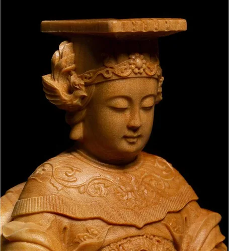 Miniatura 6 de Abstracción Escultura Mazu Estatuas Mar Dios Buddha Tallas Madera Sólida Decoración para el Hogar