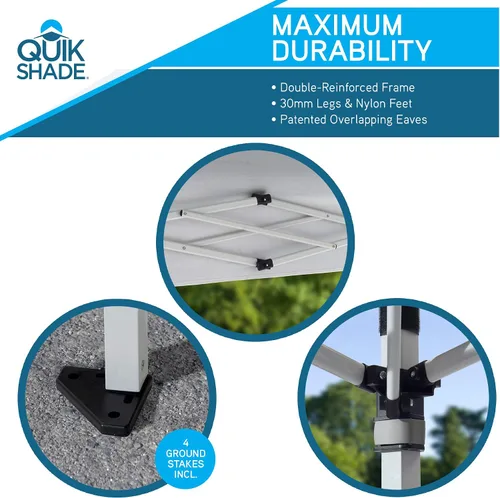 Miniatura 3 de Quik Shade Commercial C100 10x10 pies Toldo instantáneo con panel de pared–color blanco