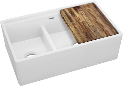 Miniatura 20 de Elkay SWU1517WH - Fregadero de barra de montaje inferior de arcilla refractaria de 16-7/16" x 18-15/16" x 9-1/16", color blanco