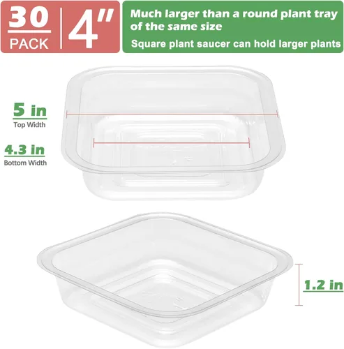 Miniatura 4 de Paquete de 30 platillos de plantas para interiores, bandejas de plantas de 4 pulgadas para macetas, bandejas de plástico para plantas, bandejas