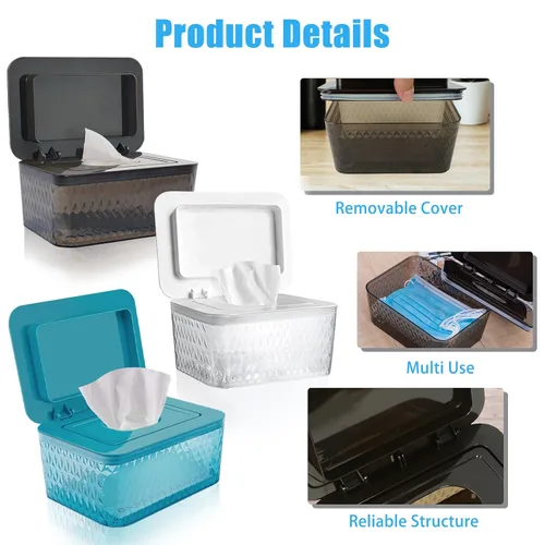 Miniatura 6 de Dispensador de toallitas húmedas para bebés, contenedor de toallitas húmedas de gran capacidad, diseño a prueba de polvo, mantiene las toallitas