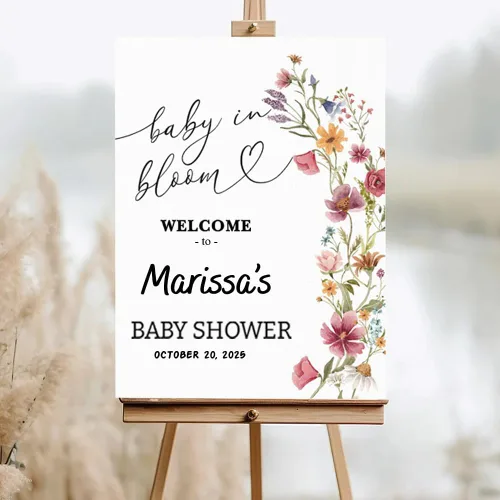 Miniatura 23 de Letrero de bienvenida personalizado para baby shower, letrero de bienvenida para baby shower con osito de peluche, póster personalizado de osito