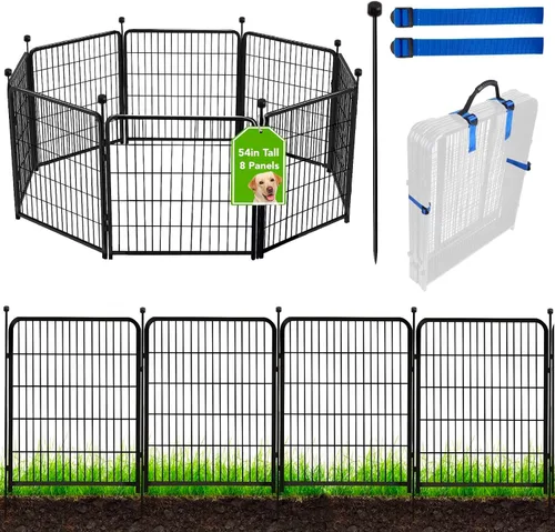 Miniatura 21 de ADAVIN Cercas y Bordes de Jardín de 32 Pulgadas (Alto), 1 Puerta + 3 Paneles Cerca para Perros Exterior para Patio, Cerca Barrera de Metal de Hierro