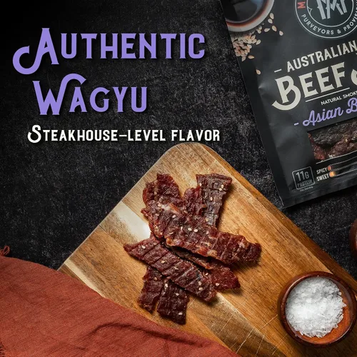 Miniatura 4 de Meat Artisan - Cecina de res estilo Wagyu australiano de Asia con BBQ - Snack alto en proteínas - Sin gluten, sin GMS - Gourmet natural premium 3oz