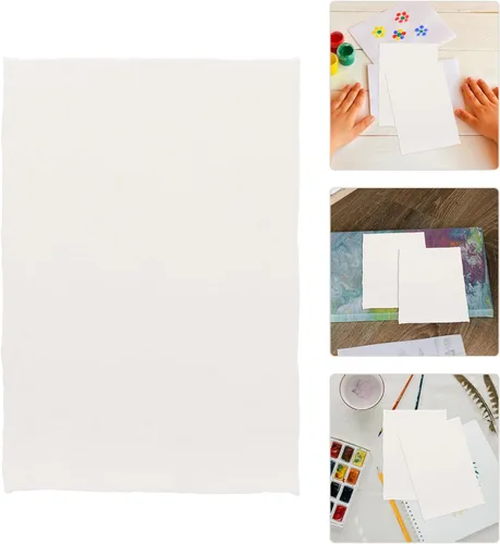 Miniatura 8 de DOITOOL 20 Sheets Handmade Cotton Watercolor Paper with Rough Deckled Edge, Textured White Art Paper for Painting, Crafts, Invitations, and Artistic