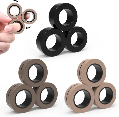 Miniatura 16 de Cevioce Juego de 15 anillos magnéticos giratorios, paquete de spinners magnéticos para ansiedad TDAH para adultos y adolescentes, juguete de alivio